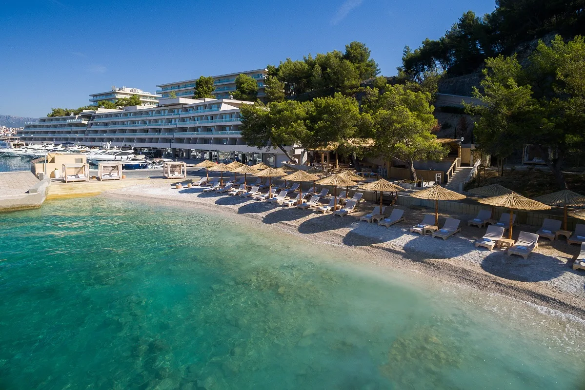 Beach and hotel on the Croatian coast